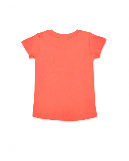 T-shirt arancione in maglia da bambina Collezione Island Life
