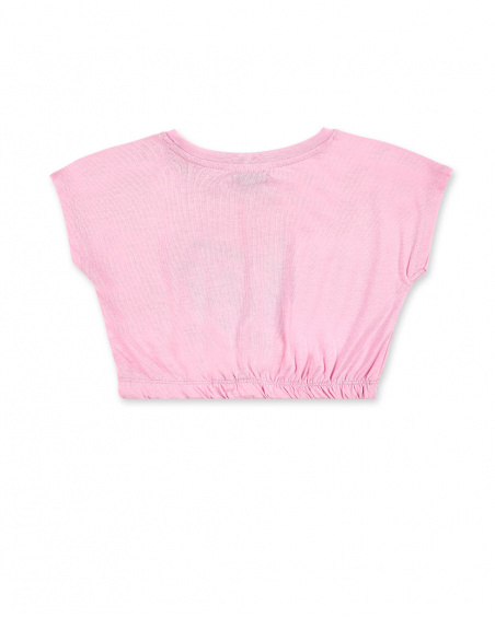 T-shirt rosa in maglia da bambina Collezione Carnet De Voyage