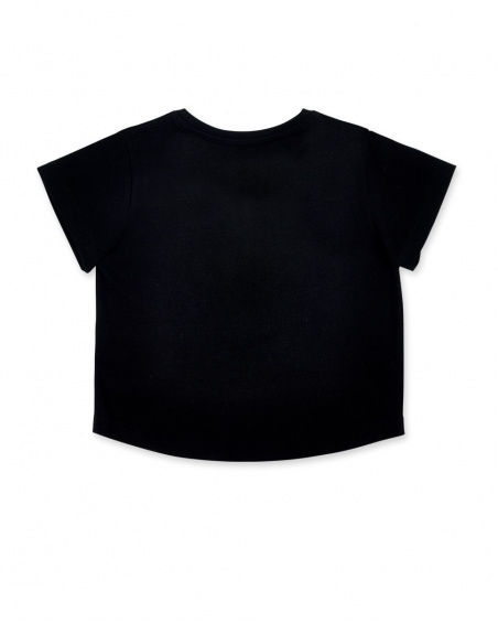 T-shirt nera in maglia da bambina Collezione Summer Vibes