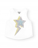 Canotta bianca da bambina in maglia Collezione Summer Vibes