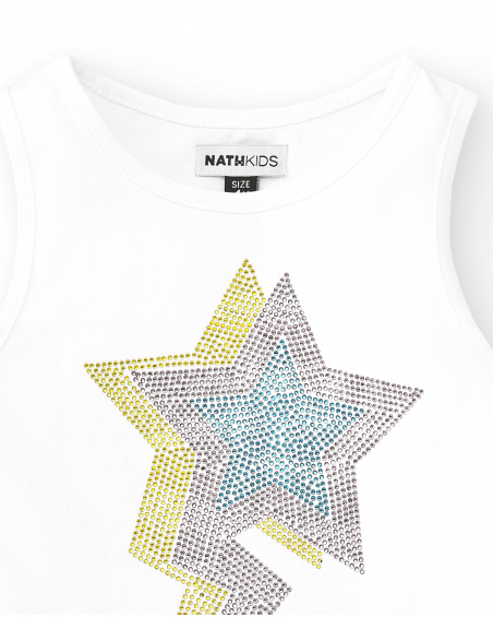 Canotta bianca da bambina in maglia Collezione Summer Vibes
