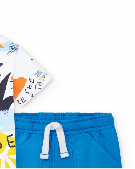Completo in maglia bianco blu da bambino Collezione Sons Of Fun
