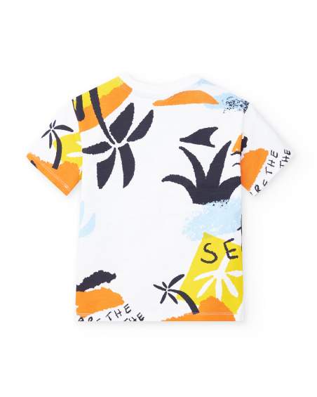 T-shirt bianca da bambino in maglia Collezione Sons Of Fun