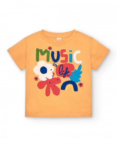 Maglietta gialla da bambina con design floreale Music is Life
