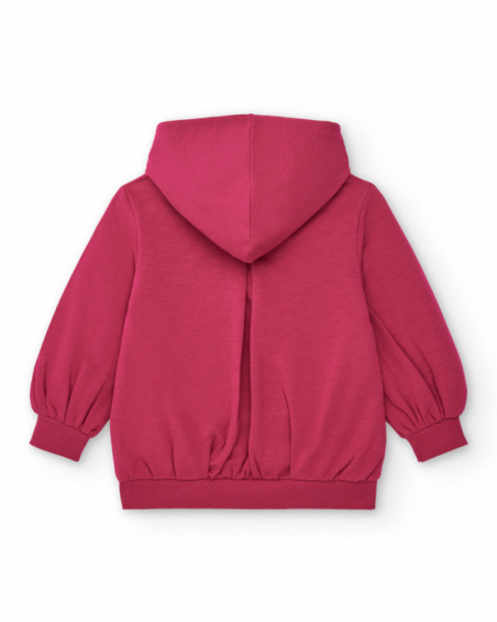 Felpa fucsia con cappuccio con stampa floreale e scritta "Cold