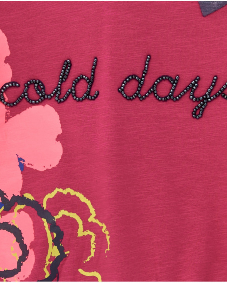 Felpa fucsia con cappuccio con stampa floreale e scritta "Cold