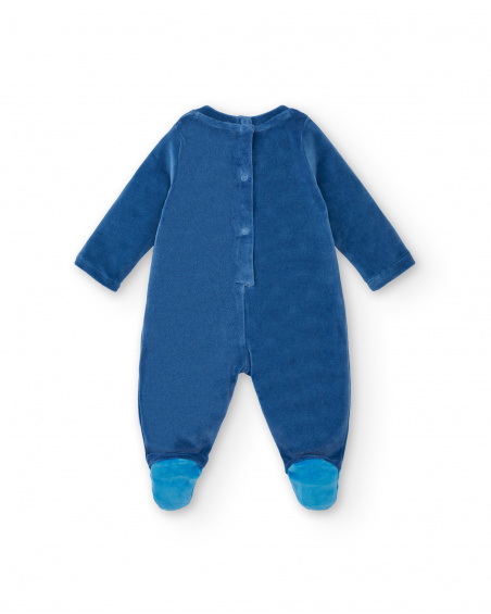 Tutina a maniche lunghe per bambino in blu con disegno di