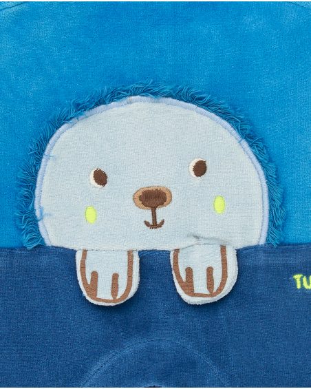 Tutina a maniche lunghe per bambino in blu con disegno di