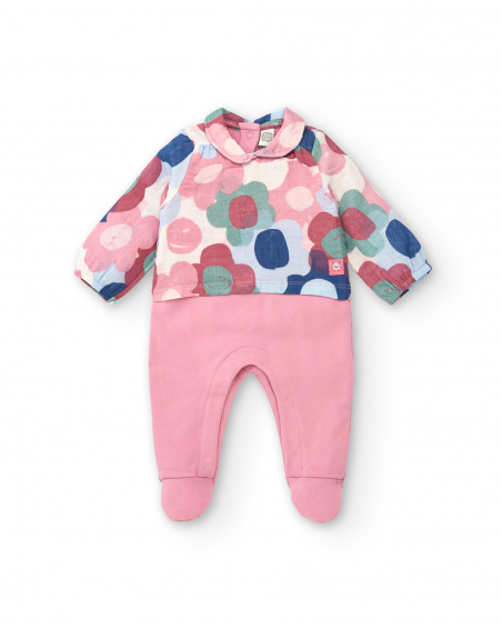 Tutina rosa da bambina con stampa floreale della collezione