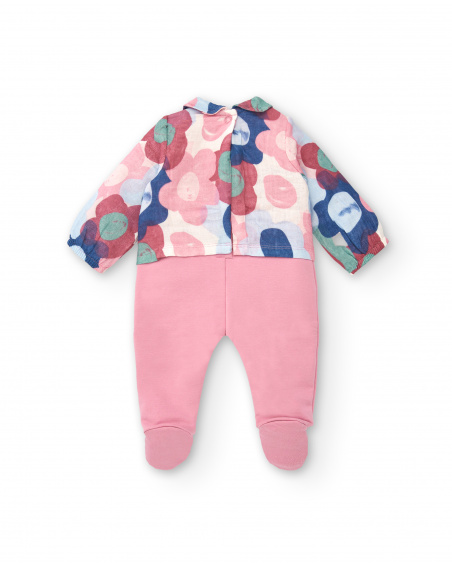 Tutina rosa da bambina con stampa floreale della collezione
