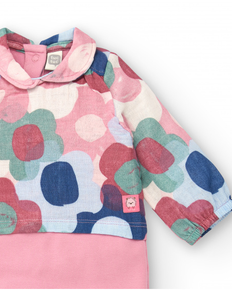 Tutina rosa da bambina con stampa floreale della collezione