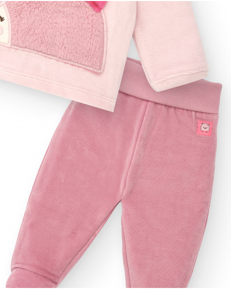 Set per bambina in rosa con disegno di un riccio e dettagli