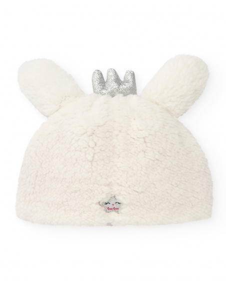 Cappello da bambina bianco con dettaglio corona della