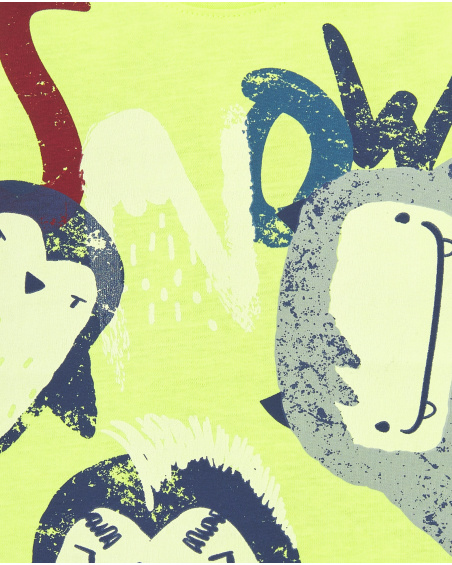 T-shirt gialla a maniche lunghe con stampa pinguini per bambino