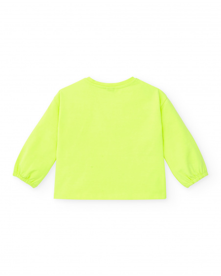 Felpa verde neon con disegno di pinguini per bambina della