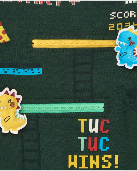Felpa verde da bambino con design del videogioco "TUC TUC WINS"