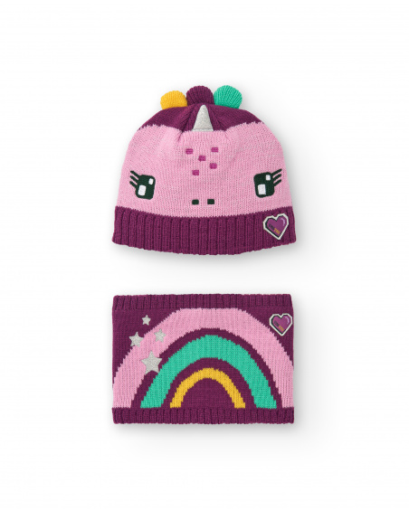 Set cappello e bandana da bambina con design dinosauro e
