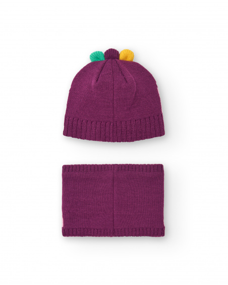 Set cappello e bandana da bambina con design dinosauro e