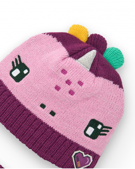 Set cappello e bandana da bambina con design dinosauro e