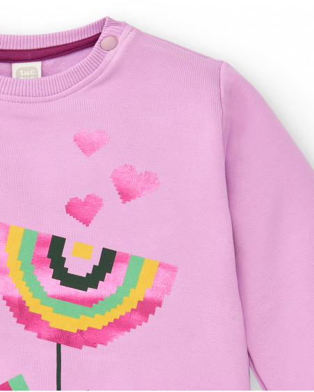 Felpa rosa con stampa floreale per bambina della collezione