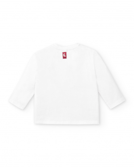 T-shirt lavorata a maglia per ragazze in bianco con stampa