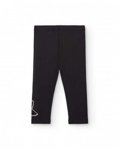 Leggings lavorati a maglia per ragazze in nero con stampa di