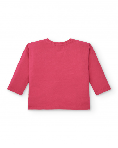 T-shirt per bambina in colore fucsia con dettagli luminosi