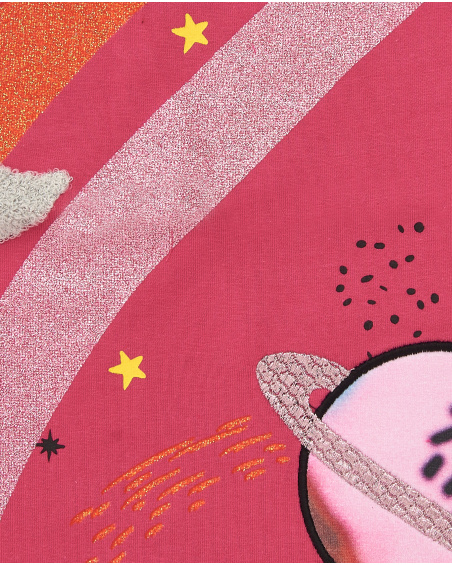 T-shirt per bambina in colore fucsia con dettagli luminosi