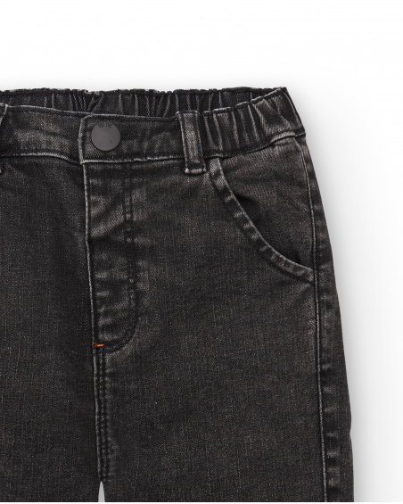 Pantaloni piatti neri da bambino con dettaglio tasca "Bla Bla"