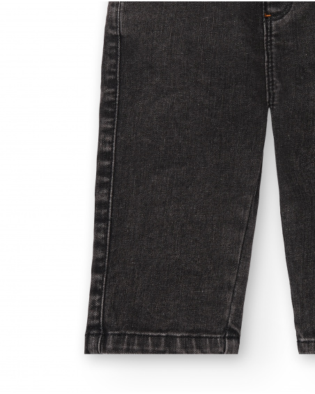 Pantaloni piatti neri da bambino con dettaglio tasca "Bla Bla"