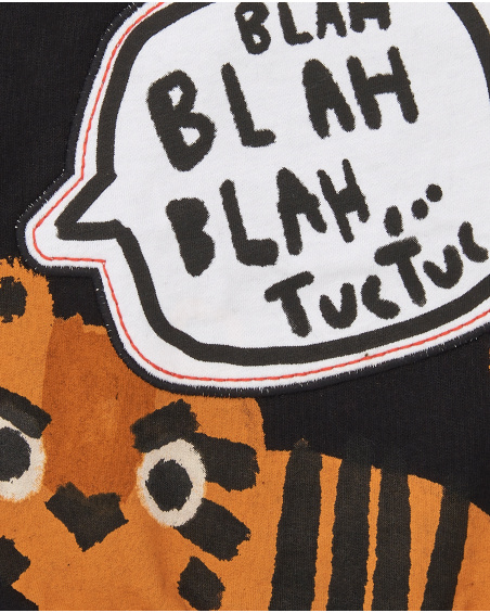 Felpa nera da bambino in peluche con stampa tigre della