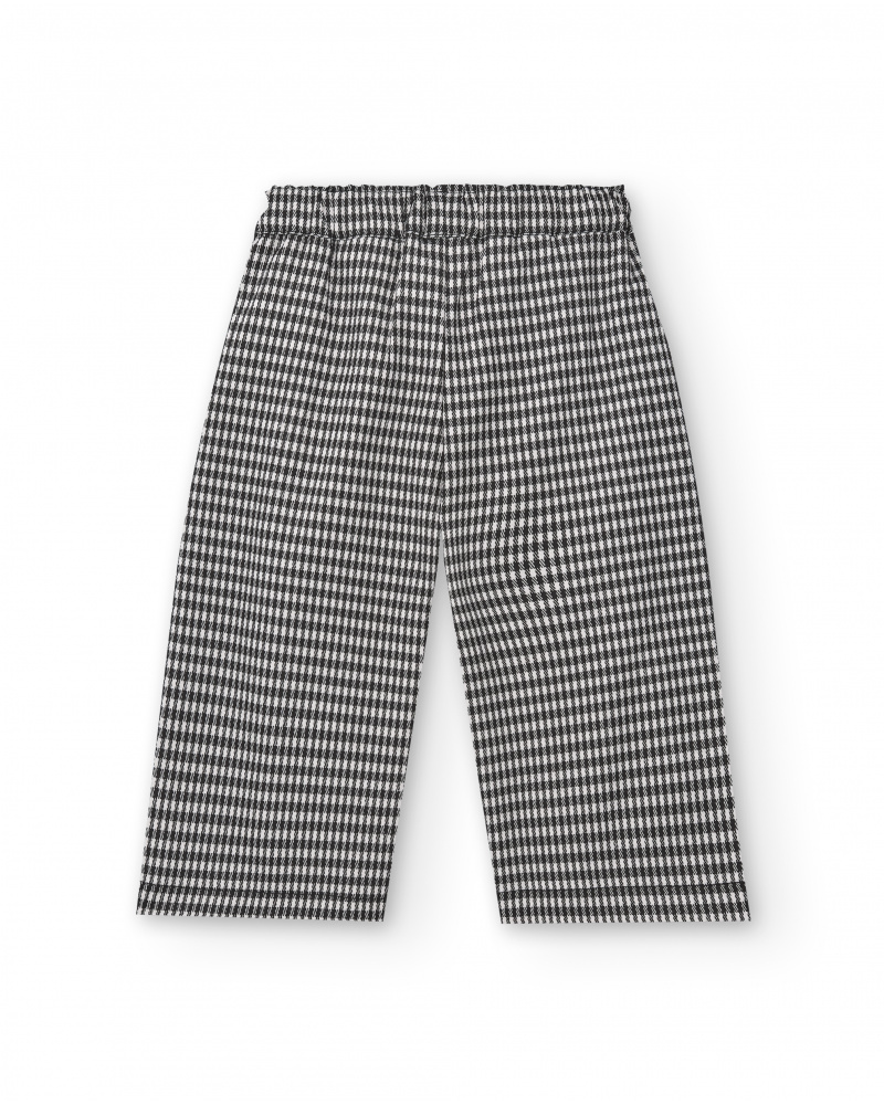 Pantaloni a quadretti bianchi e neri con fiocco rosso per bambina della collezione Cartoon Calling