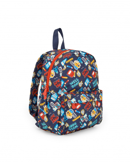 Zaino blu da bambino con stampa scolastica della collezione Big Brains