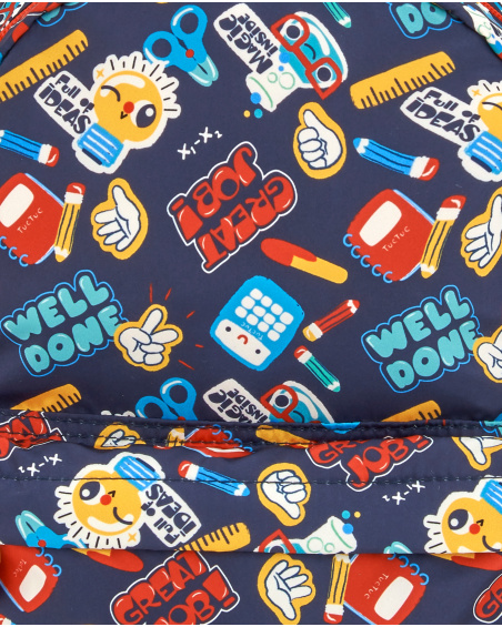 Zaino blu da bambino con stampa scolastica della collezione Big Brains