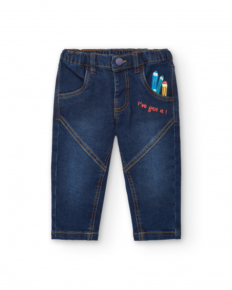 Pantaloni in denim da bambino con dettagli ricamati della