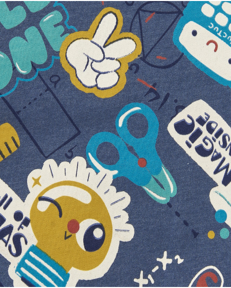 Felpa blu da bambino con stampa all over a tema scolastico