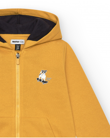 Felpa con zip gialla per bambino della collezione Pet Friendly