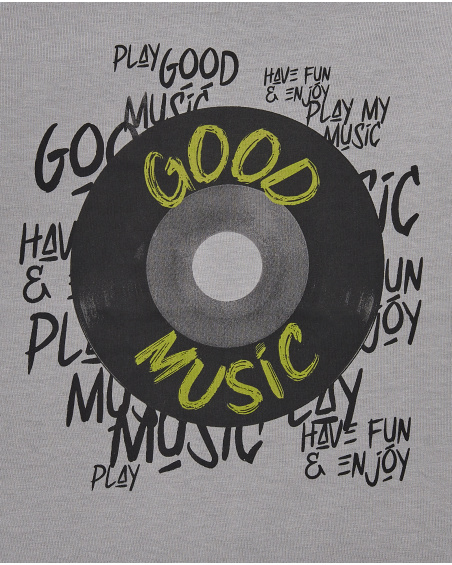 T-shirt grigia con stampa in vinile "Good Music" per ragazzi