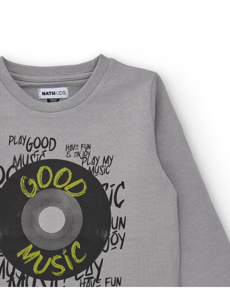 T-shirt grigia con stampa in vinile "Good Music" per ragazzi
