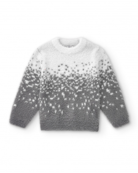 Maglia bianca e grigia da bambina con effetto sfumato della