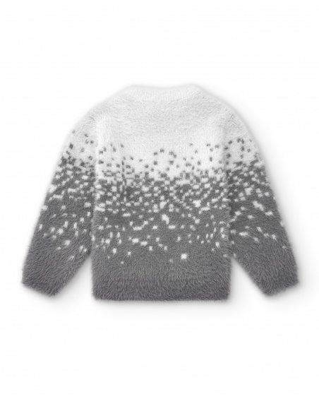 Maglia bianca e grigia da bambina con effetto sfumato della