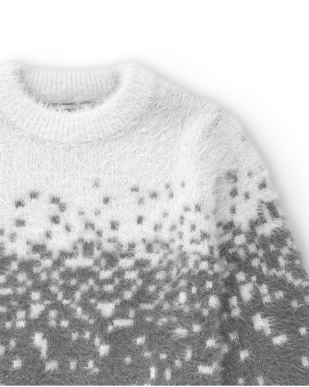 Maglia bianca e grigia da bambina con effetto sfumato della