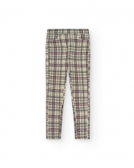 Leggings a quadri dai toni neutri per bambina della collezione