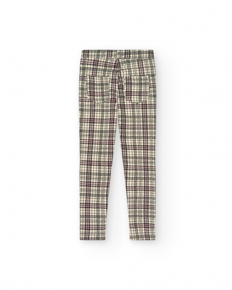 Leggings a quadri dai toni neutri per bambina della collezione
