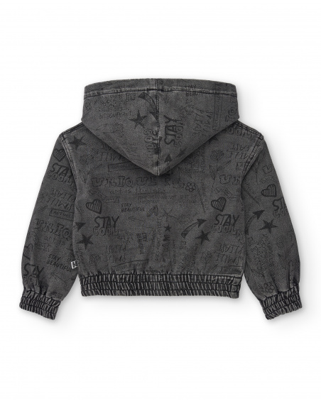 Giubbotto in denim con cappuccio stampato della collezione Rebel Dreamers