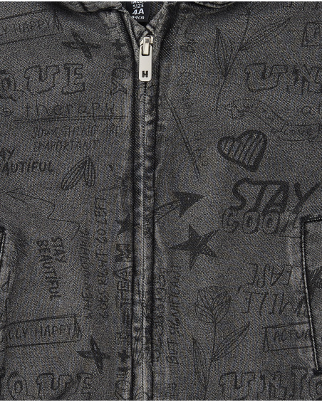 Giubbotto in denim con cappuccio stampato della collezione Rebel Dreamers