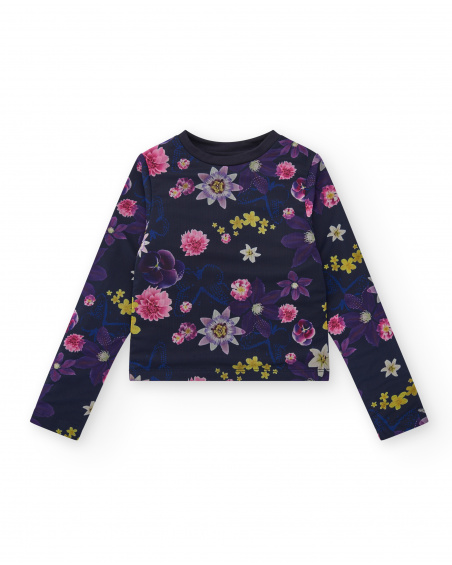 T-shirt a maniche lunghe con stampa floreale per bambina della collezione Galactic Garden
