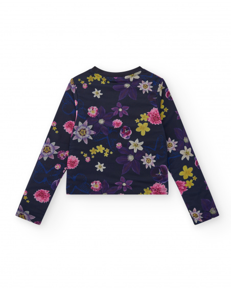 T-shirt a maniche lunghe con stampa floreale per bambina della collezione Galactic Garden
