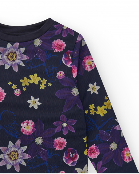 T-shirt a maniche lunghe con stampa floreale per bambina della collezione Galactic Garden