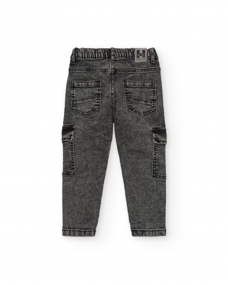 Pantalón cargo en denim gris para niño colección Intergalactic